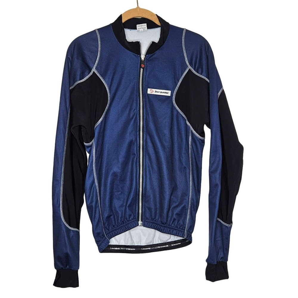 Bergamo Blue Cycling Jacket Full Zip Made in Italy‎ unisex Size Medium